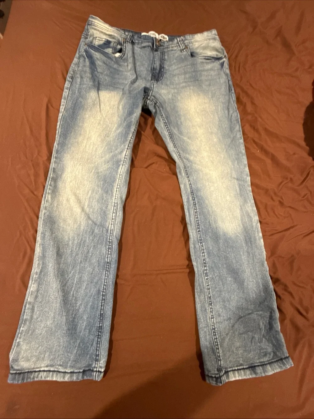 Men's Light Blue Washed Jeans - Classic Straight Fit